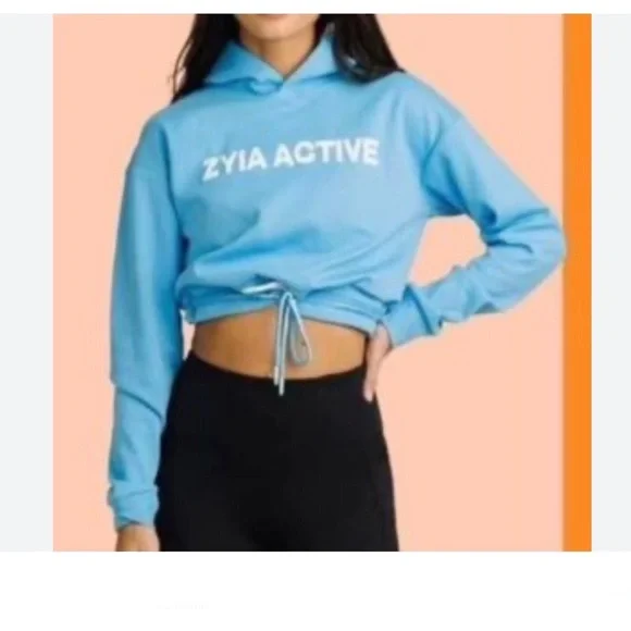 ZYIA Sky Blue Uppercut Cropped Pullover XXL Hoodie - Picture 11 of 13